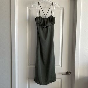 Lulu’s Satin Cutout Lace-Up Midi Dress